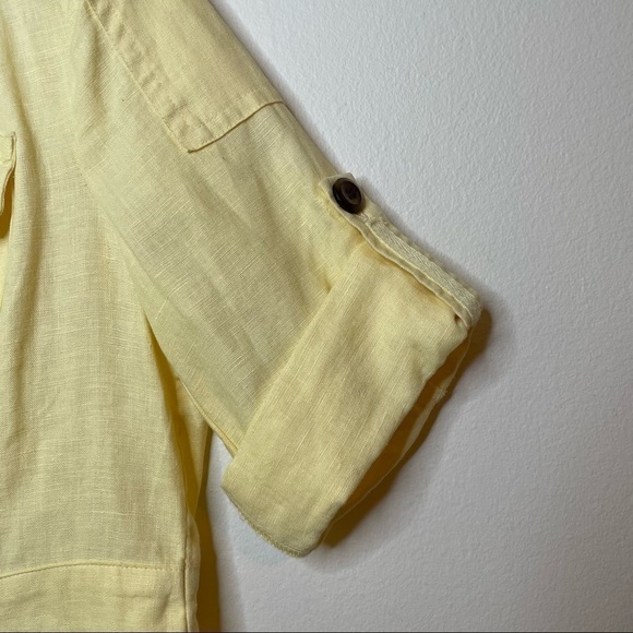 Chico’s Yellow Easy Expedition Emmylou 100% Linen Yellow Button Down Jacket - Picture 3 of 5